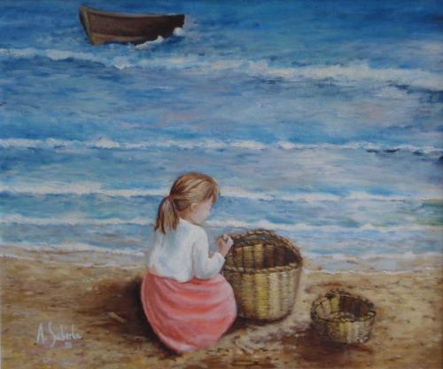 Niña frente a la orilla (Vendido)